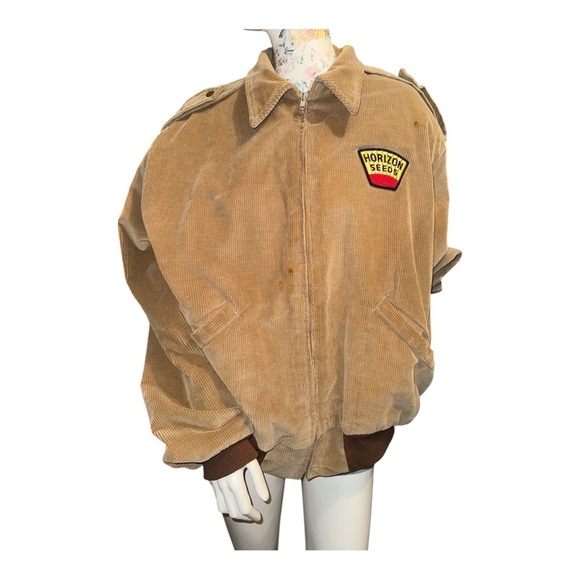Vintage Tan and Brown Corduroy Bomber Jacket with Retro Style - Picture 5 of 8